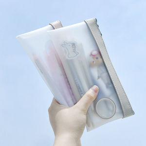 เครื่องเขียนออแกไนเซอร์ปากกากระเป๋าเครื่องสำอาง,<span class=keywords><strong>เร</strong></span>ียบง่ายโปร่งใส Frosted Snooth TPU หนังแฟชั่น<span class=keywords><strong>เกาหลี</strong></span> INS กระเป๋าดินสอ - Product Image 2