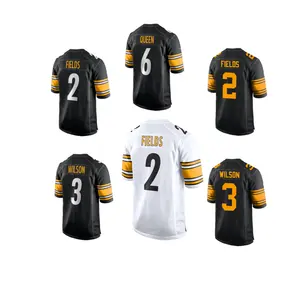 2024 New Player Top Stitched American Football Jerseys Pittsburgh 2 Justin Fields 3 Russell Wilson 6 Patrick Queen
