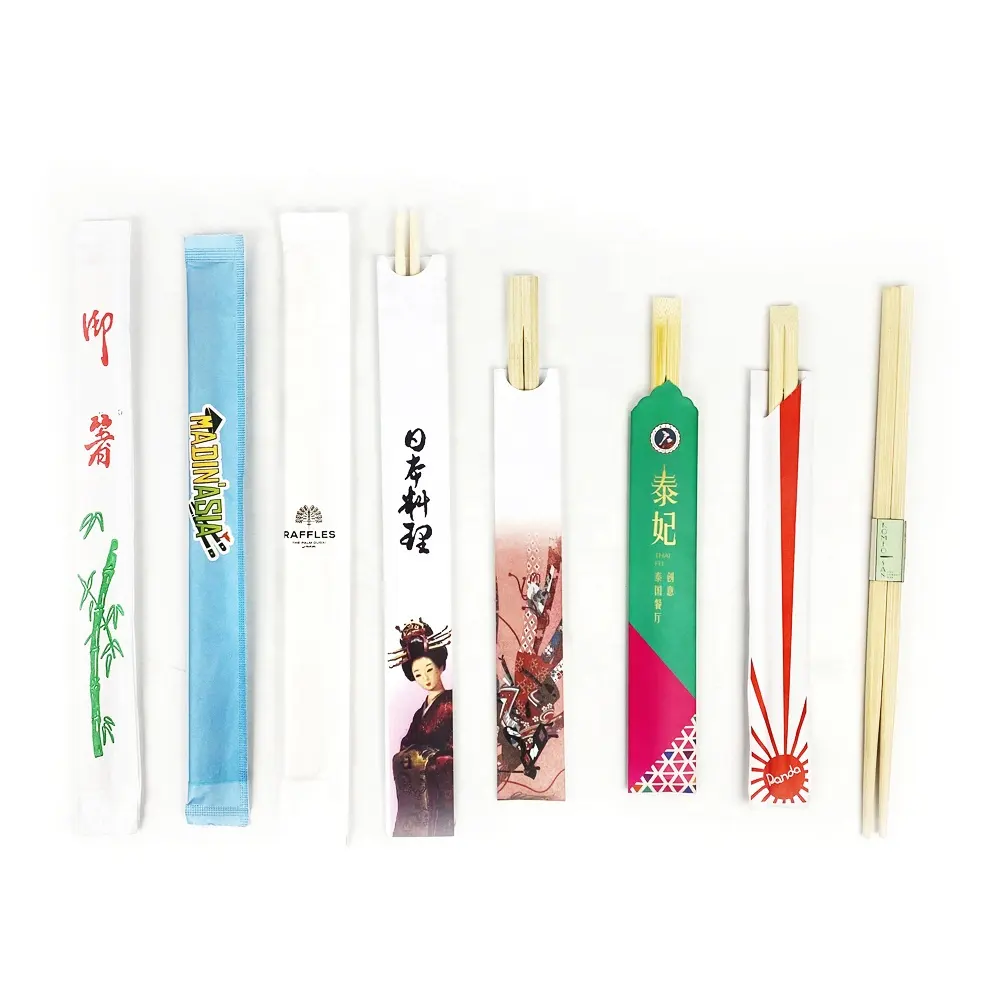 Groothandel Bamboe Wegwerp Chop Sticks Met Custom Verpakking Bedrukte Sushi Stick Twin Tensoge Eetstokjes Voor Restaurant