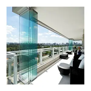 パーゴラサンルーム用外装フレームレス可動ガラスパーティションフルオープンアルミニウム折りたたみ式スライド式ガラスドア