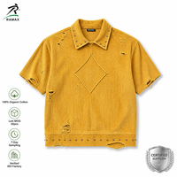 T-shirt vintage personnalisé pour homme, coupe ample, à rivets, manches courtes, 100 % coton biologique tricoté, écologique, avec logo, style urbain