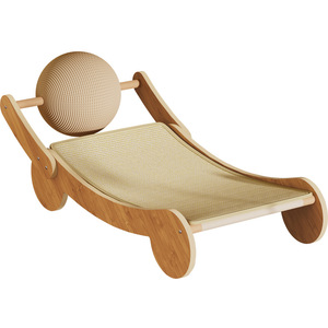 Rascador para gatos hecho completamente de sisal, que no suelta fibra, rascador vertical con bola de sisal, cama integrada para gatos. - Product Image 1