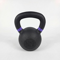 Kettlebell en fonte de 10 kg avec anneau coloré et poignée thermolaquée pour la musculation à domicile et en salle de sport, entraînement de force et haltérophilie