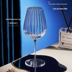 Ensemble <span class=keywords><strong>de</strong></span> verres à vin en cristal côtelé <span class=keywords><strong>de</strong></span> luxe moderne Jinbaijia, flûte à champagne à rayures verticales, verre sans pied pour hôtel - Product Image 3