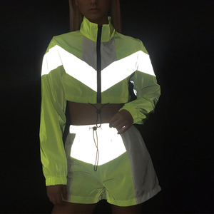 Custom Own logo Polyester Jacket Reflective Crop Top Woman Windcheater Color Block <strong>Womens</strong> Streetwear Bright <strong>Windbreaker</strong> - Product Image 6
