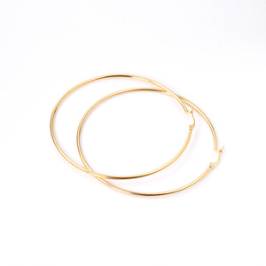 <b>Hoop</b> Earrings 60mm Gold Plated Stainless Steel Women Fashion Party Jewelry <b>Large</b> Circle Earrings Statement Accessories - Product Image 2