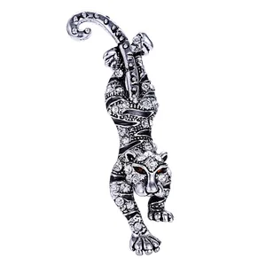 Cheap Vintage Fashion Black White Rhinestone Animal Brave Tiger Brooches Pins For Men Jewelry