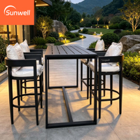 Meubles de patio modernes, tabourets de bar ronds confortables en tissu et en aluminium pour hôtel, restaurant
