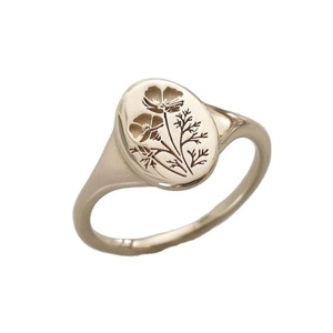 Flower <b>Ring</b> Silver Oval Carved Floral Design Unisex Jewelry Gift - Product Image 4