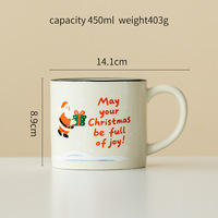 Mug en céramique en grès de Noël Père Noël 450 ml avec motif traîneau et rennes pour cadeaux, café et thé du petit-déjeuner