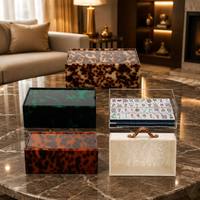 Boîte de rangement pour tuiles de mahjong en acrylique, transparente, anti-poussière, avec couvercle coulissant, pour 160 tuiles de mahjong américain