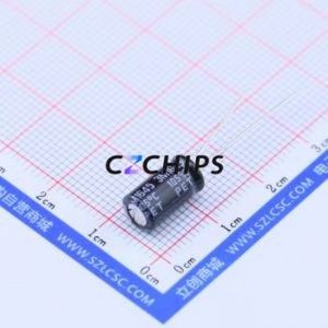 Condensateur électrolytique en aluminium à montage traversant 50PX47MEFC6.3X11, composant à montage traversant THT, D6.3xL11mm 47uF 20% 50V 2.5mm - Product Image 2