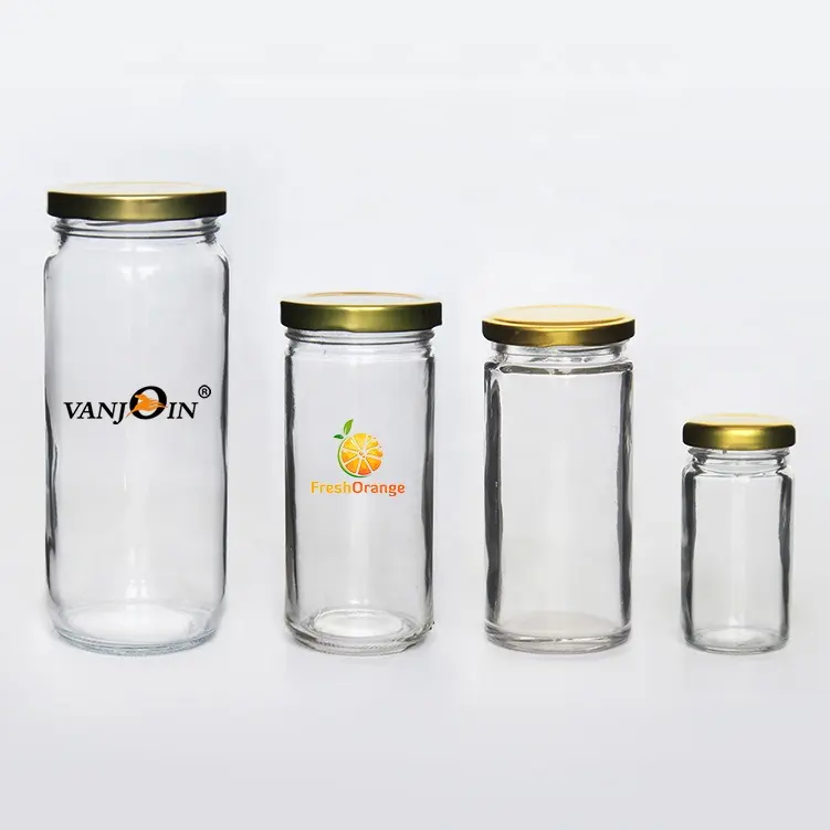 60ミリリットル250ミリリットル500ミリリットル720ミリリットルThin Tall Transparent Milk Tea Glass Jar Suppliers With Metal Lid 2オンス8オンス16オンス