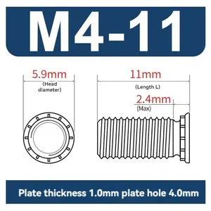 FH-M4*11 Large Quantity Zinc Plated Carbon Steel Round Head Rivet Screws
