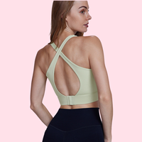 Soutien-gorge de sport antichoc à bretelles larges et évidées dans le dos croisé avec sangle de poitrine