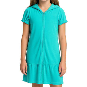 <span class=keywords><strong>Robe</strong></span> <span class=keywords><strong>de</strong></span> <span class=keywords><strong>bain</strong></span> pour filles avec capuche zippée intégrale et volants, en tissu éponge, pour enfants - Product Image 4