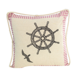 Marine Embroidered Cotton Linen <b>Throw</b> <b>Pillow</b> Square With Filling Decorative Cushion For Sofa And Home - Product Image 5