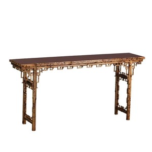 Mesa Larga de Bambú Estilo Dinastía Qing, Mesa Consola Hecha a Mano con Caja Negra Xiangfei - Product Image 5