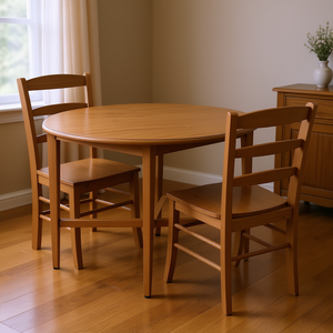 Juego de comedor Hannah de 3 piezas, mesa con hoja abatible y 2 sillas con respaldo de escalera, diseño tradicional de madera para comedor - Product Image 2