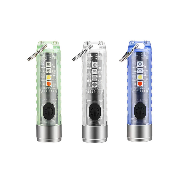 Wholesale IP65 ABS 3W Mini EDC Keychain Flashlight Rechargeable Dimmable with Sidelight Magnet and Multi Color LED