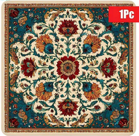 Tapis de Mahjong Portable Oriental Crane Floral en Caoutchouc Antidérapant et Réducteur de Bruit pour Table de Mahjong Américain
