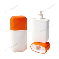 Botella Cosmética Vacía de 50 ml, HDPE Reciclable, Blanca Mate, para Protector Solar, con Tapa de Rosca, Forma Rectangular Plana, Personalizable