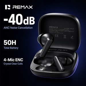 REMAX TWS-26 Écouteurs sans fil à réduction <span class=keywords><strong>de</strong></span> bruit active -40 dB Bluetooth 6.0 Autonomie <span class=keywords><strong>de</strong></span> 50 h Écouteurs intra-auriculaires avec 4 micros - Product Image 1