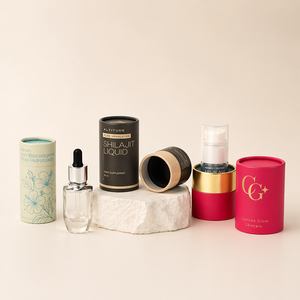 Emballage en tube de papier pour crème cosmétique pour le visage, impression dorée, tube en carton kraft recyclable, boîte cylindrique pour parfum - Product Image 3