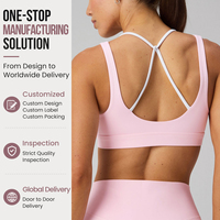 Soutien-gorge de sport ultra-doux à double doublure, super flatteur, pour femme, à double couche, avec décolleté en V et bretelles doubles