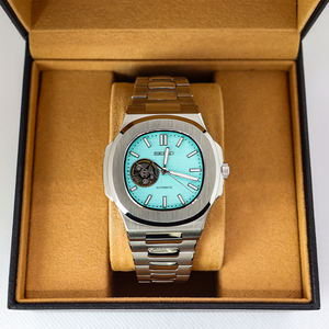 Novedades 2026 Business Water Resistance Blue Hollowed Out NH38 Movement <b>Mechanical</b> <b>Watch</b> Custom Made <b>Watches</b> With Logo - Product Image 2