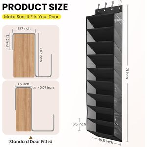 Over The Door Shoe Organizer 10 Tier Clear Pockets Hanging Rack For Closet Shoes Handbags Storage - Product Image 5