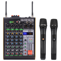 Console de mixage audio pour DJ avec microphone sans fil, 16DSP, 2*100W, système d'amplification de haut-parleurs, audio DJ, mixeur 4 canaux