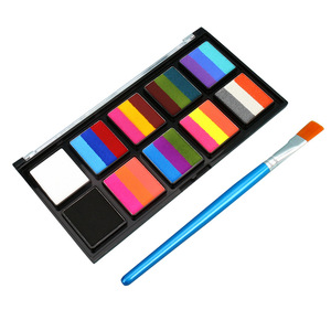 Kit de peinture pour le visage, ensemble de maquillage à l'aquarelle à 10 compartiments pour Halloween, peinture corporelle avec pinceau - Product Image 1