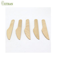 Mini couteau en bois compostable de 165mm en forme de feuille de qualité alimentaire sûr et respectueux de l'environnement durable en bois