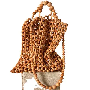 Europe United States New Instagram Burst Hand-woven Bag From The Natural Wood Bead Handbag Vintage Bamboo Bag Beach Bag