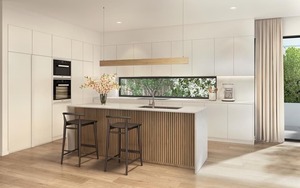 Hiện đại sang trọng hoàn chỉnh tủ bếp đặt gỗ Veneer tủ với bồn rửa bằng thép không gỉ đá cẩm thạch Countertop cho biệt thự dự án - Product Image 5