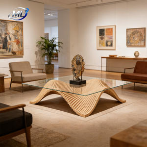 Mesa de Centro de Estilo Moderno con Superficie de Madera/Vidrio, Mueble Duradero para Sala de Estar, Diseño Personalizado, 1 Año de Garantía para Hogar, Dormitorio y Espacios Públicos - Product Image 3