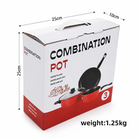 Ensemble de casseroles en métal et fer, antiadhésif, pour la cuisine, vente en gros, promotion, cadeau, produit promotionnel, casserole rouge