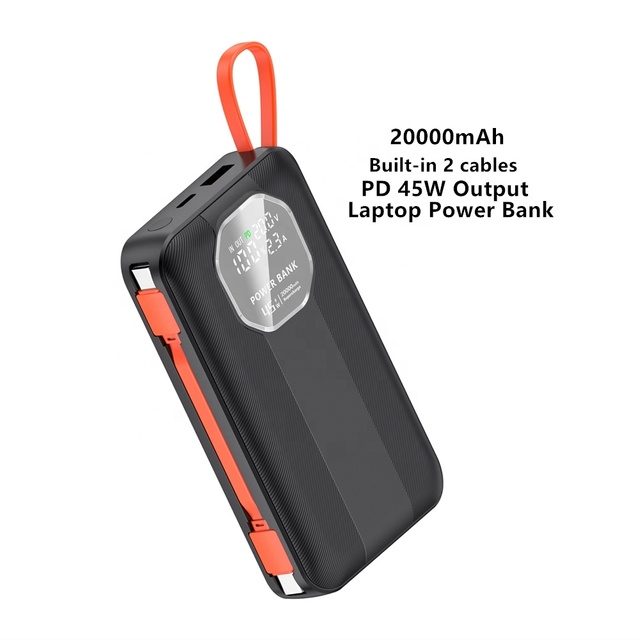 20000mAh Laptop Power Bank with Detachable Cable 45W PD Fast Charging Type-C Output High Speed Portable Charger for Laptop
