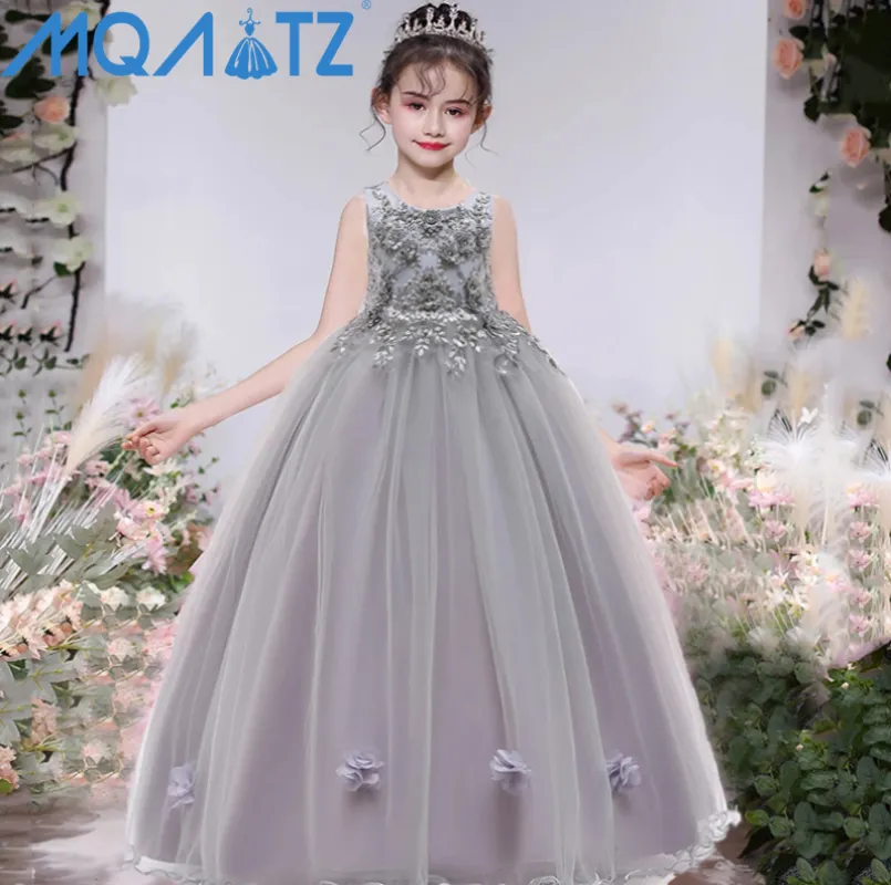 MQATZ cotton children dress Appliqued 10 year old girl dresses for party costume princess dress LP-212
