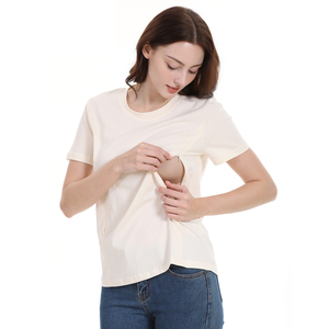 <span class=keywords><strong>T</strong></span>-<span class=keywords><strong>shirt</strong></span> de maternité et d'<span class=keywords><strong>allaitement</strong></span> personnalisé grande taille avec fermeture éclair latérale, manches courtes, col rond, chemisier décontracté de grossesse, vente en gros - Product Image 4
