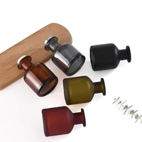 Diffuseur d'aromathérapie en verre noir de luxe personnalisé en gros, flacon vide pour diffuseur à roseaux avec bouchon