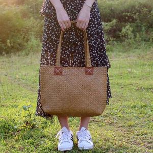 New Women Tote <b>Bag</b> Seagrass Woven Basket <b>Bag</b> Shoulder Travel Beach <b>Straw</b> Handbag - Product Image 3