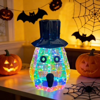 Figurine de citrouille d'Halloween en plastique pré-éclairée avec 40 lumières LED RGB, alimentée par USB, Jack-O'-Lantern lumineux, décorations artisanales