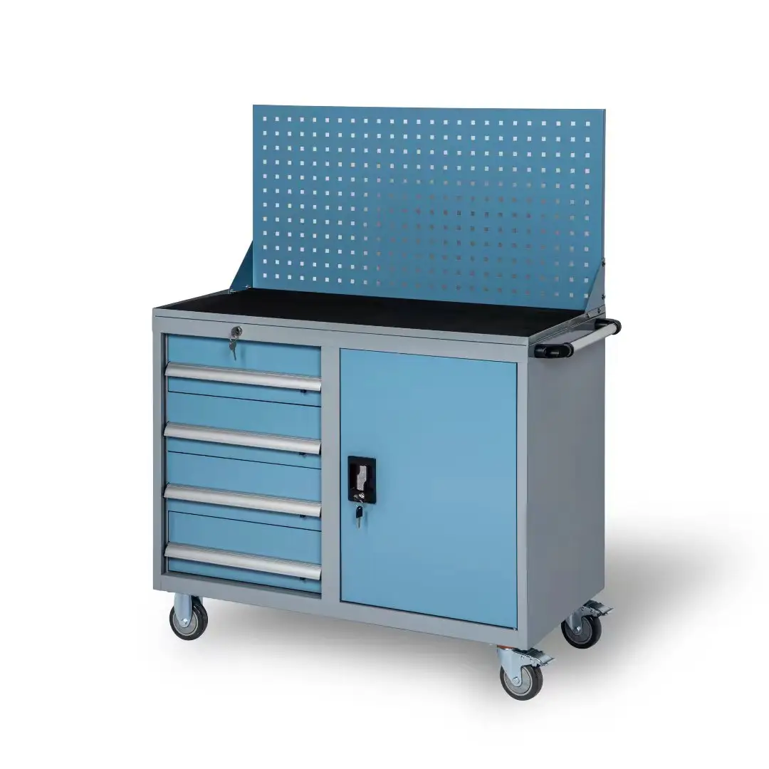 Super Popular Suitable for Workshop Heavy Duty Combination Steel Work Table with Wheels Clean Style Assembly Workbench