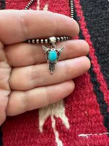 Pendentif Crâne de Vache en Argent Sterling Turquoise Nizhoni, Signé Nizhoni, Bijou Artisanal du Sud-Ouest, Cadeau - Product Image 4