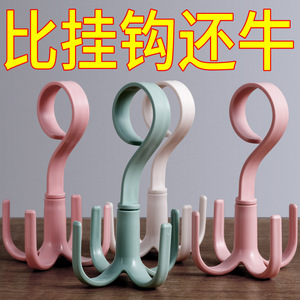 Multi Functional Rotatable Four Claw Hook For <b>Clothes</b> Hats Bags Scarves Wardrobe <b>Storage</b> Doorway Coat Rack Organizer - Product Image 5