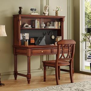 American Style Solid Wood Desk With Bookshelf Storage Home <b>Office</b> <b>Computer</b> Desk For Bedroom Student Writing - Product Image 1
