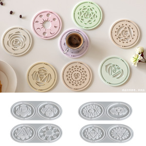 2 mô hình rỗng đế lót ly tự làm hương liệu thạch cao Pad Silicone khuôn nhựa khay khuôn cho bánh công cụ Epoxy Craft Tên sản phẩm - Product Image 2