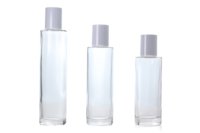Bouteille cosmétique en verre ronde vide dégradé de luxe de couleur personnalisée bouteille en verre de 120ml avec ensemble de pompe